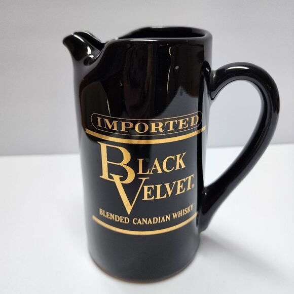 Vintage Imported BLACK VELVET Blended Canadian WHISKEY 6" Ceramic Pitcher Mug - Picture 3 of 6